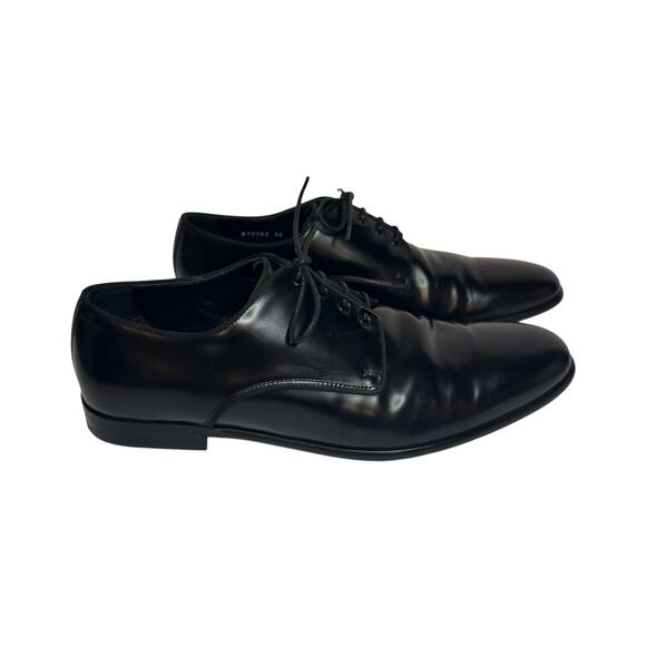 Dolce & Gabbana Raffaello Brushed Calfskin Derby Shoes US 10 High Shine Black main image 8